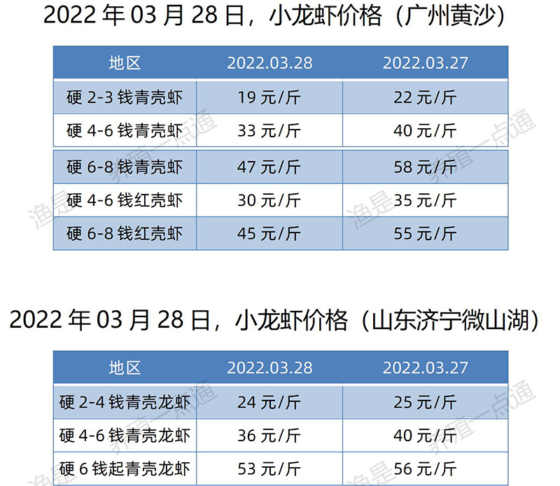 2022.03.27，小龙虾价格（广东、山东）