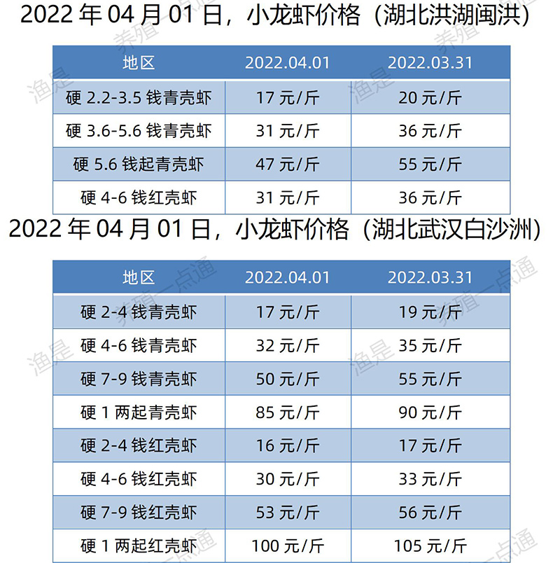 2022.04.01，小龙虾价格（湖北）