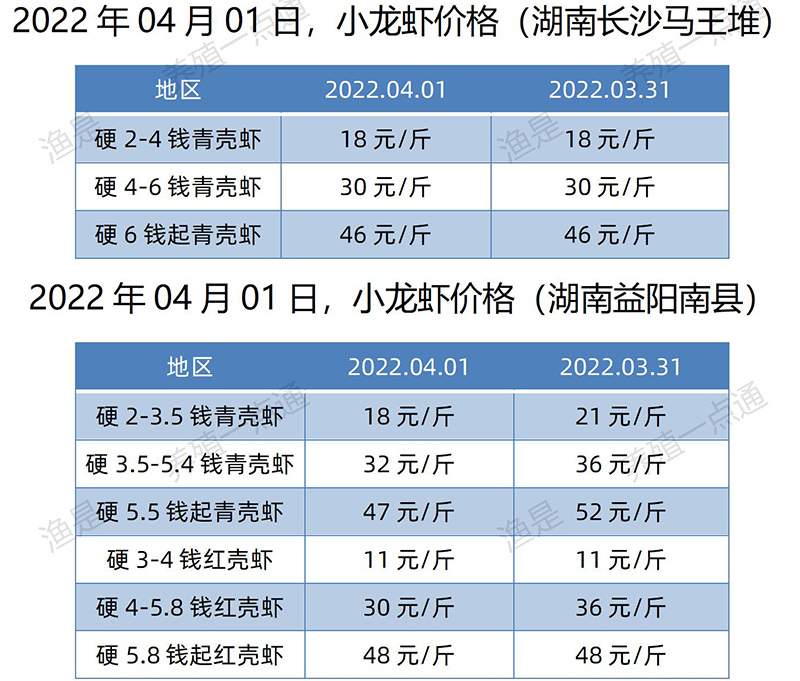 2022.04.01，小龙虾价格（湖南）