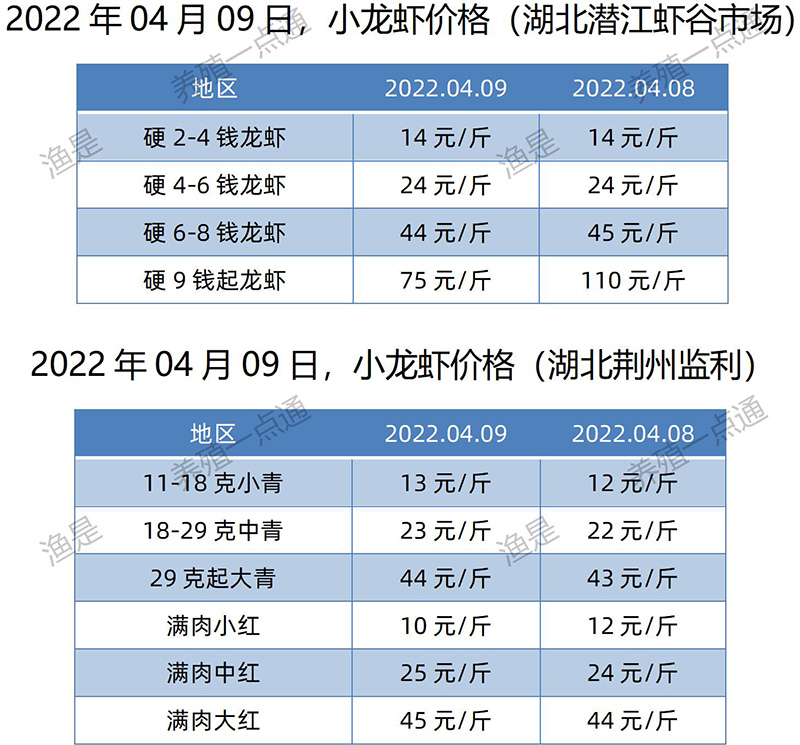 2022.04.09，小龙虾价格（湖北）