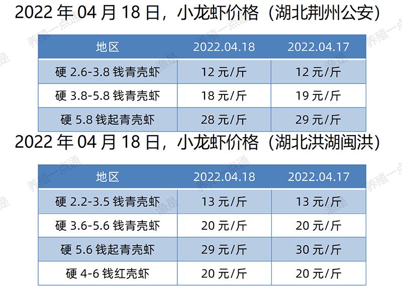 2022.04.18，小龙虾价格（湖北）