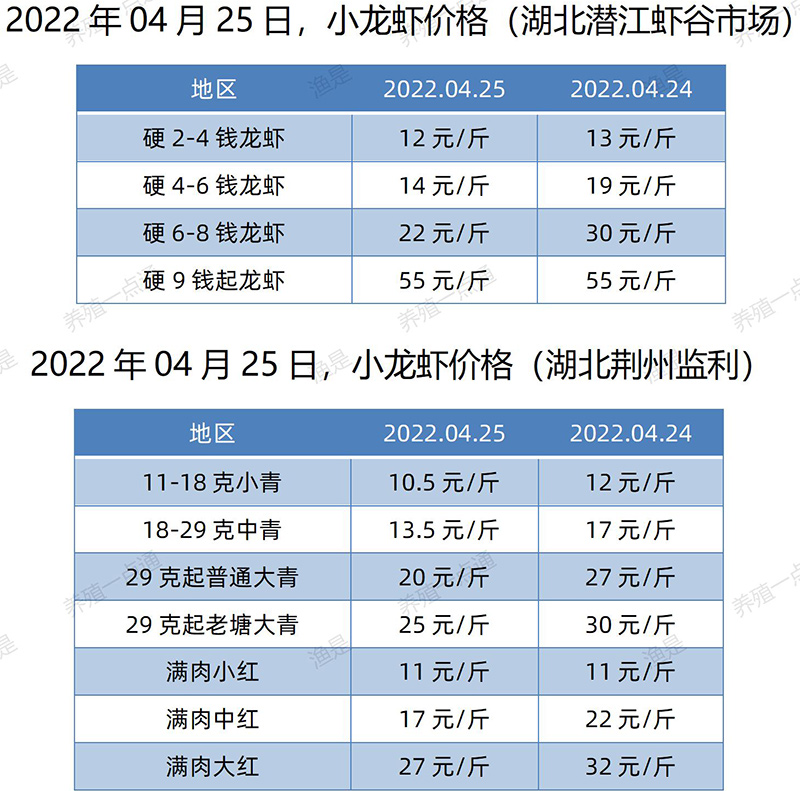 2022.04.25，小龙虾价格（湖北）