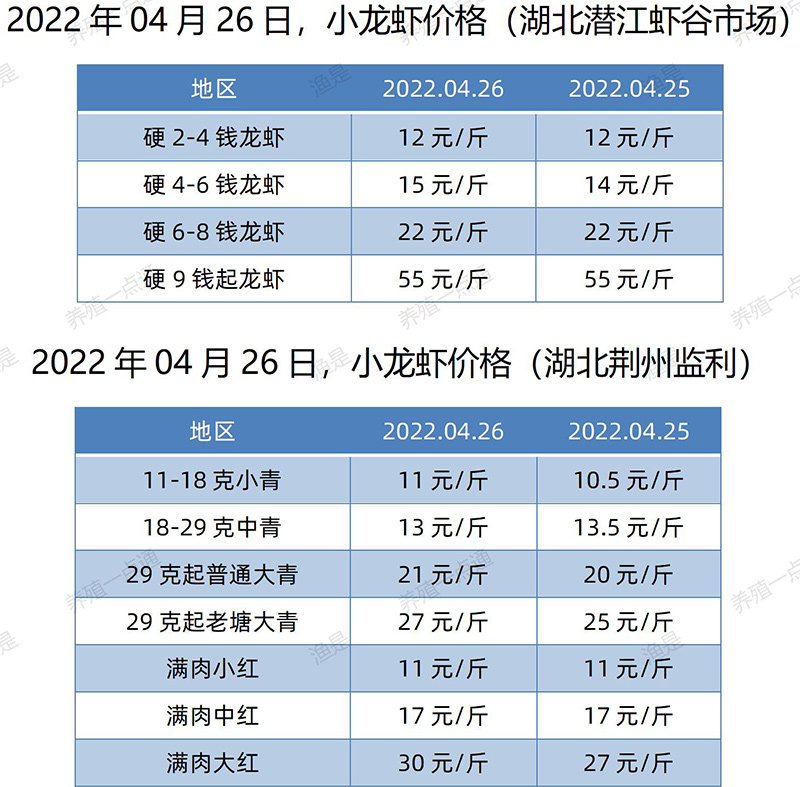 2022.04.26，小龙虾价格（湖北）