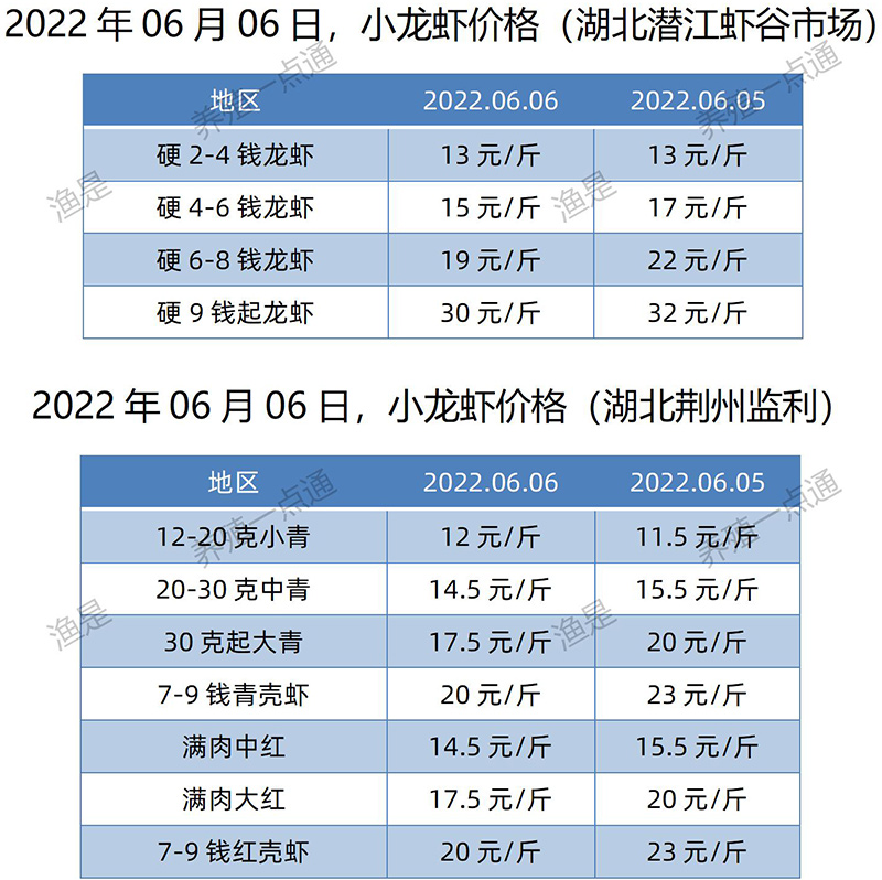2022.06.06，小龙虾价格（湖北）