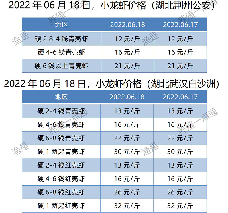 2022.06.18，小龙虾价格（湖北）