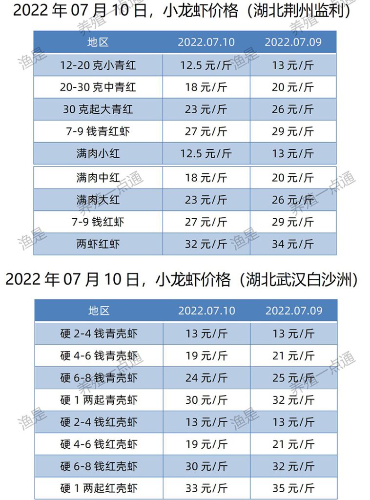 2022.07.10，小龙虾价格（湖北）