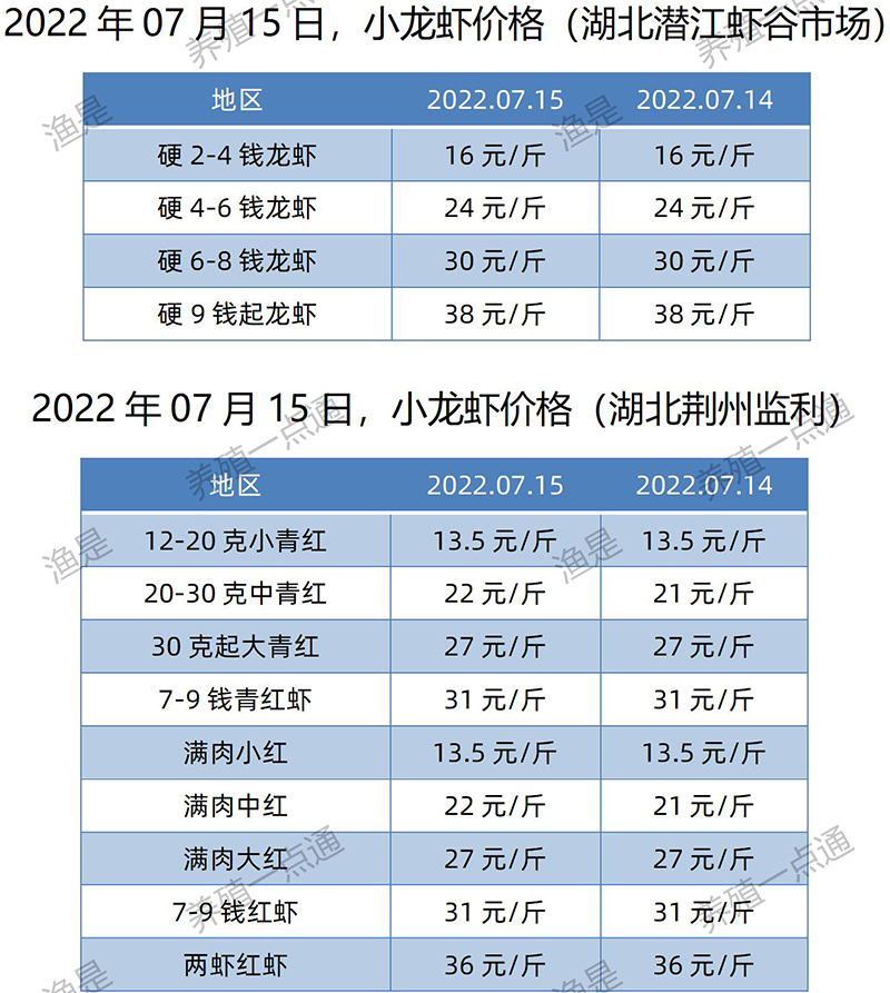 2022.07.15，小龙虾价格（湖北）