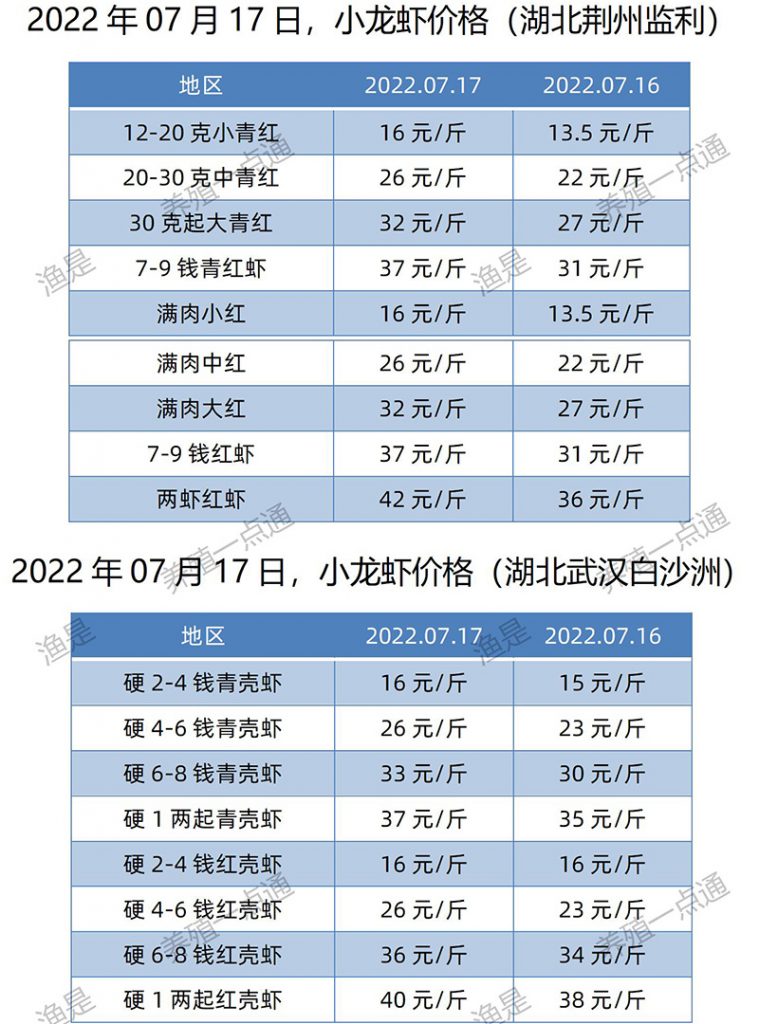 2022.07.17，小龙虾价格（湖北）
