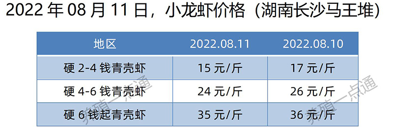 2022.08.11，小龙虾价格（湖南）
