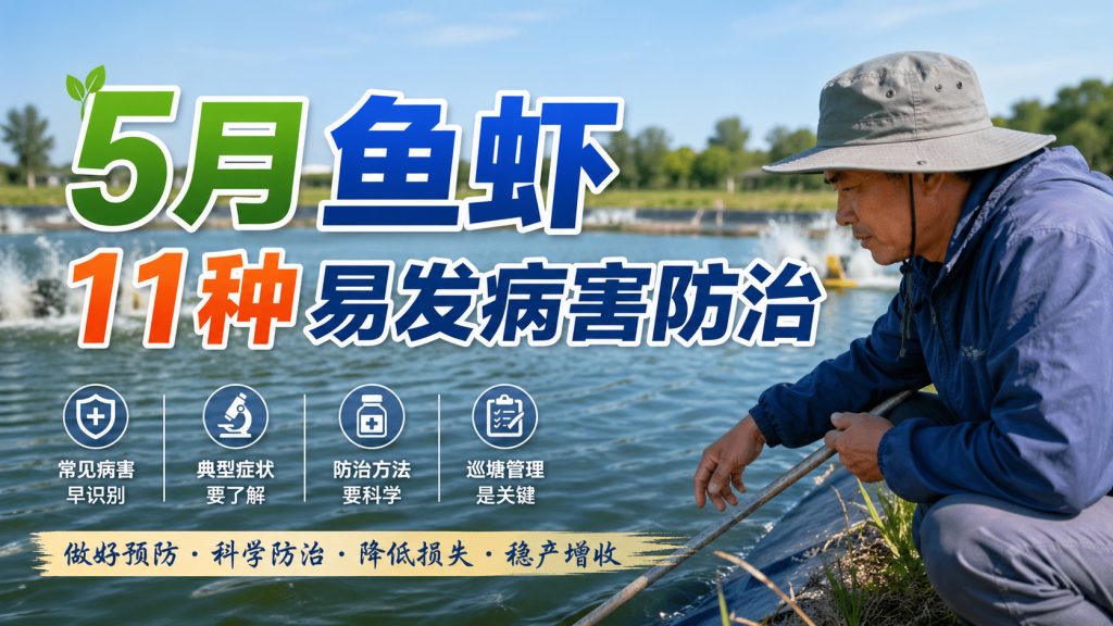 【鱼病防控】5月鱼虾11种易发病害防治，巡塘要勤，投料要科学